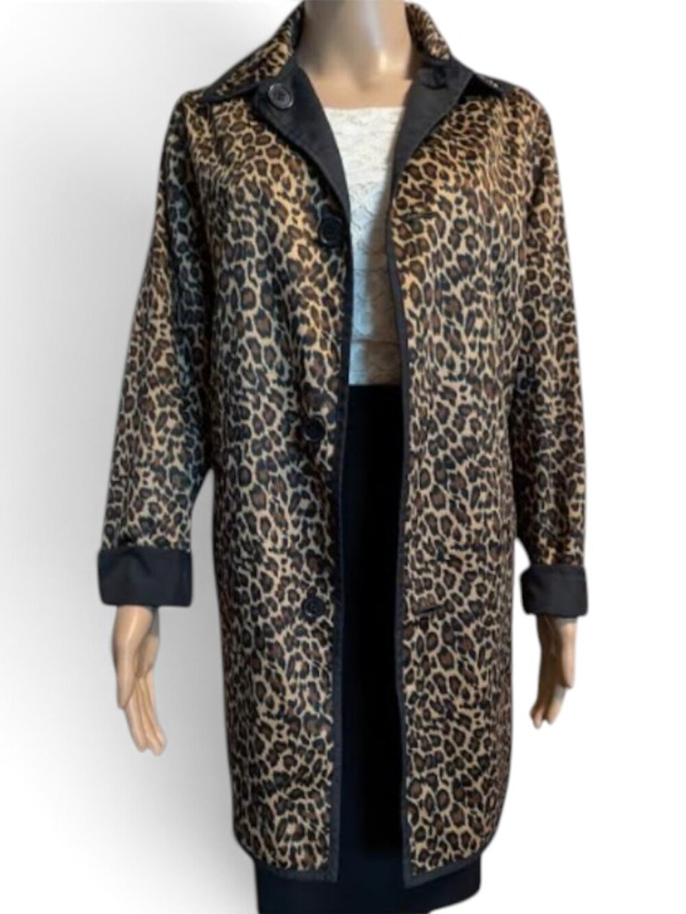 Apropos Reversible Rain Resistant Animal Print Trench Coat Size M/L